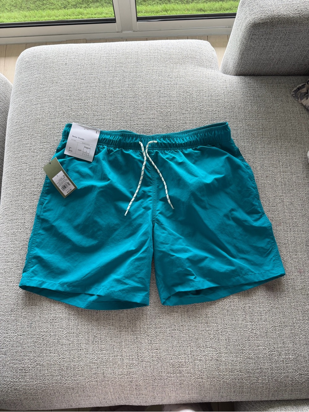 Goodfellow & Co Teal Swim Trunks with White Drawstring